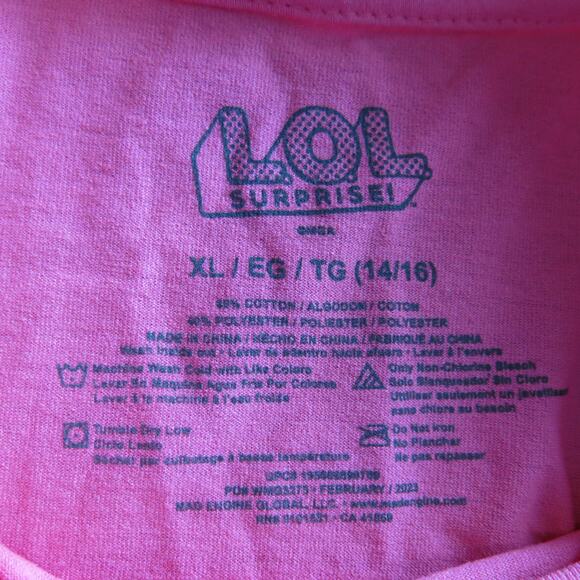 LOL SURPRISE! *NWT* T Shirt Girls XL 14/16 "Feeling Extra" Sparkles Pink School - Picture 5 of 6